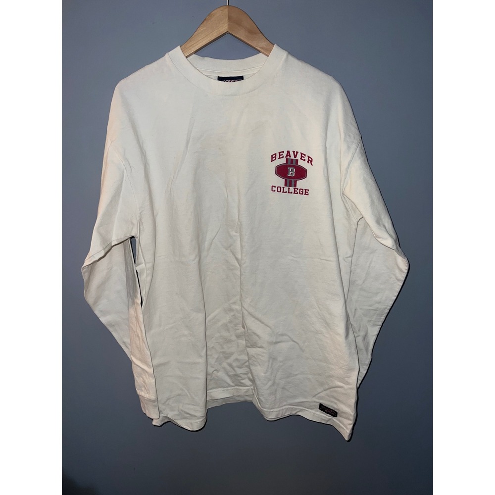 Vintage JanSport Beaver College Knights Long Sleeve Shirt White Mens Large USA